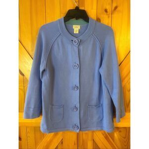 L.L.Bean Women’s Periwinkle Knit Button Up Cardigan Sweater Size Large (5948)